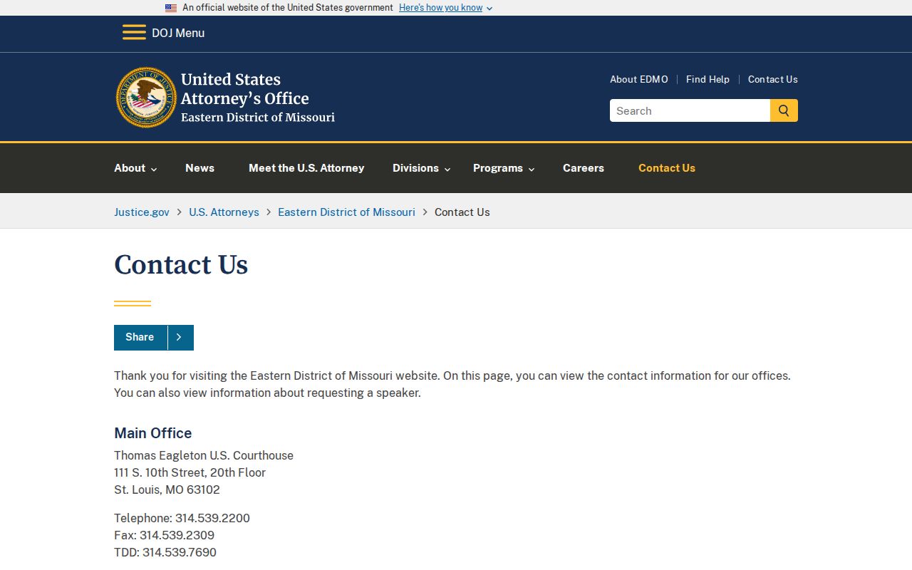 Eastern District of Missouri contact source for Washington County federal case records