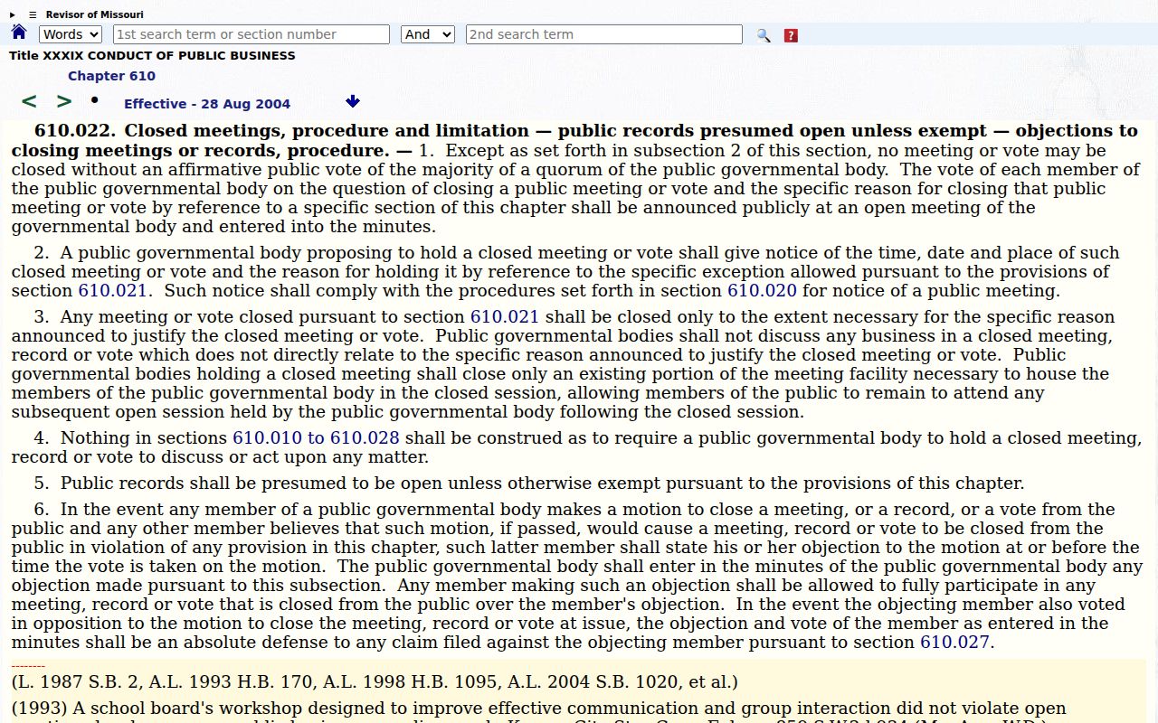 RSMo 610.022 source on Washington County court record public access