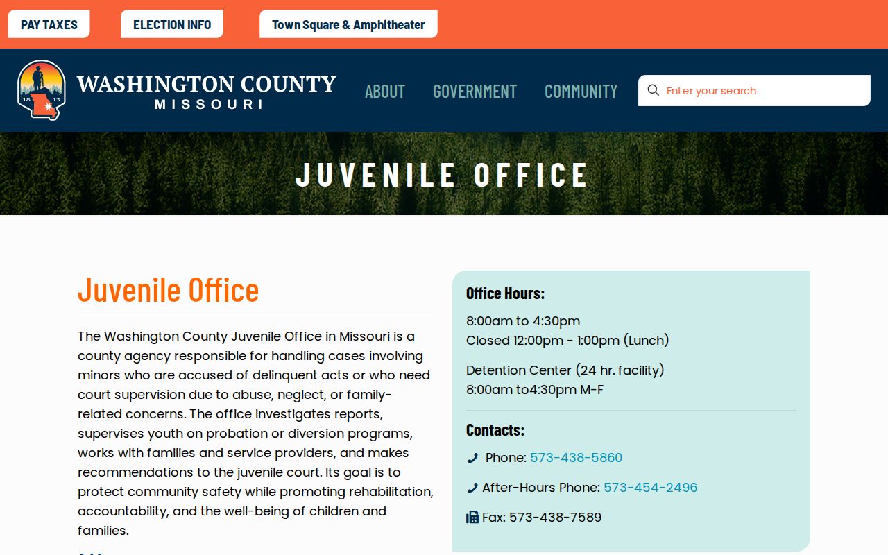 Washington County criminal docket research image from the Juvenile Office