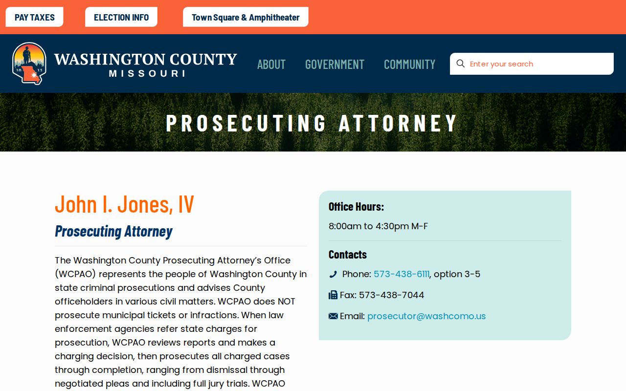 Washington County criminal docket research image from the Prosecuting Attorney
