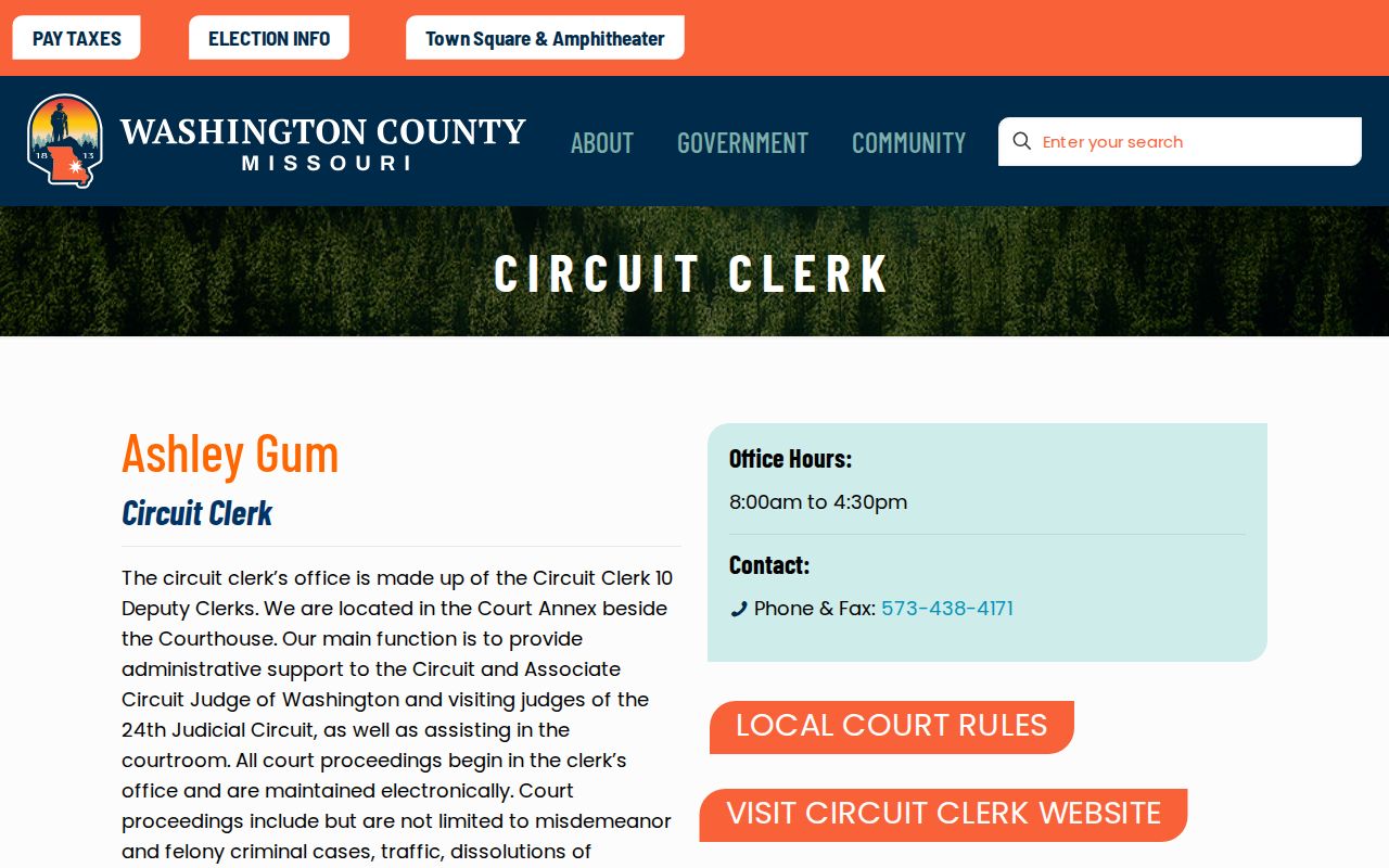 Washington County court docket Circuit Clerk record office
