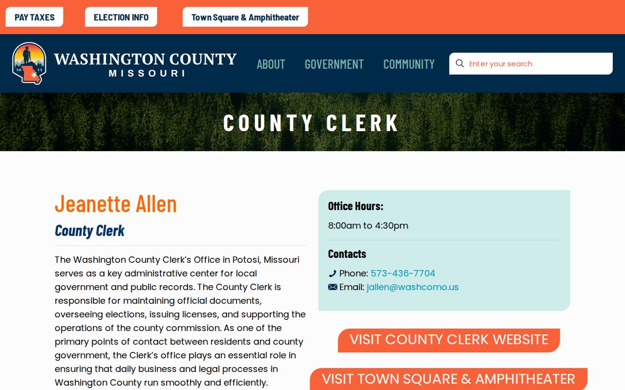 Washington County court docket record routing and County Clerk office