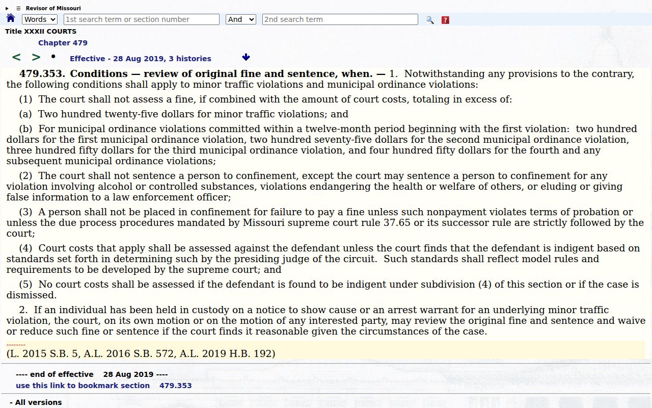 RSMo 479.353 minor traffic source for Washington County traffic tickets